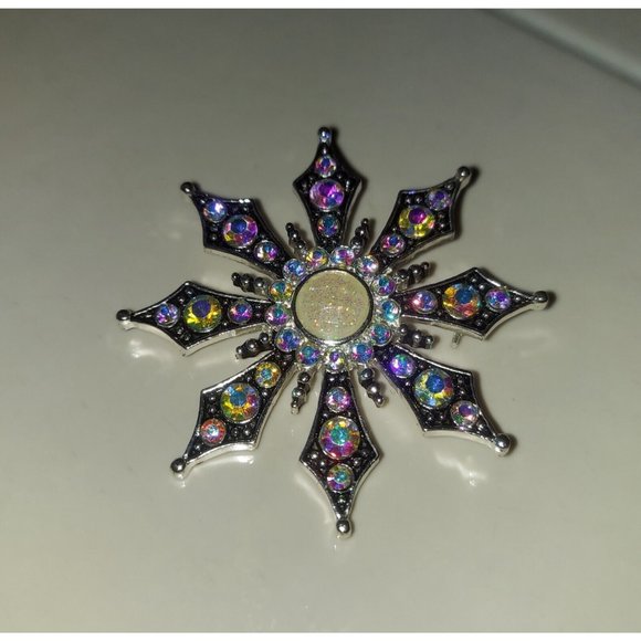 Unbranded Jewelry - Vintage 8 Pointed Star Brooch Pin Aurora Borealis Rhinestones + Free Gift Bag